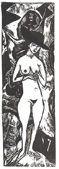 Ernst Ludwig Kirchner Female nude with black hat oil painting image